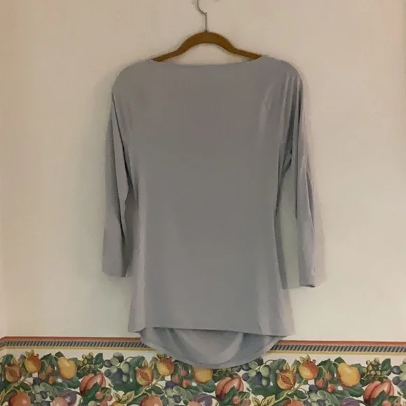 Cache Gray & Silver Metallic Blouse w/Zipper Details, Size M - Picture 2 of 7